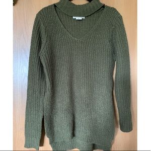 Green Sweater Dress with Choker